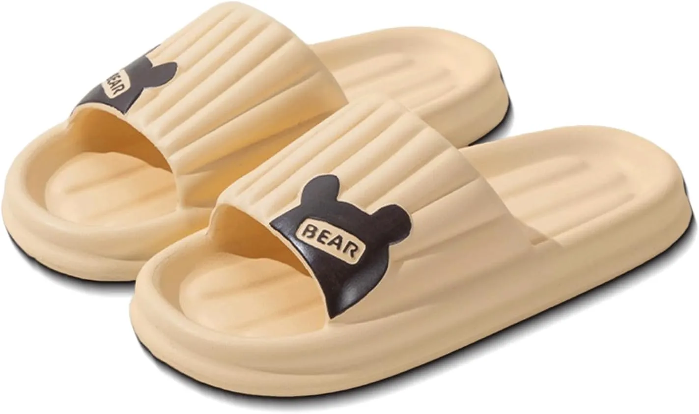Cloud Slides for Women Men Bear Pillow Slippers Non Slip Shower Bath Platform Foam Sandals for Indoor Outdoor House Pool