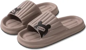 Cloud Slides for Women Men Bear Pillow Slippers Non Slip Shower Bath Platform Foam Sandals for Indoor Outdoor House Pool