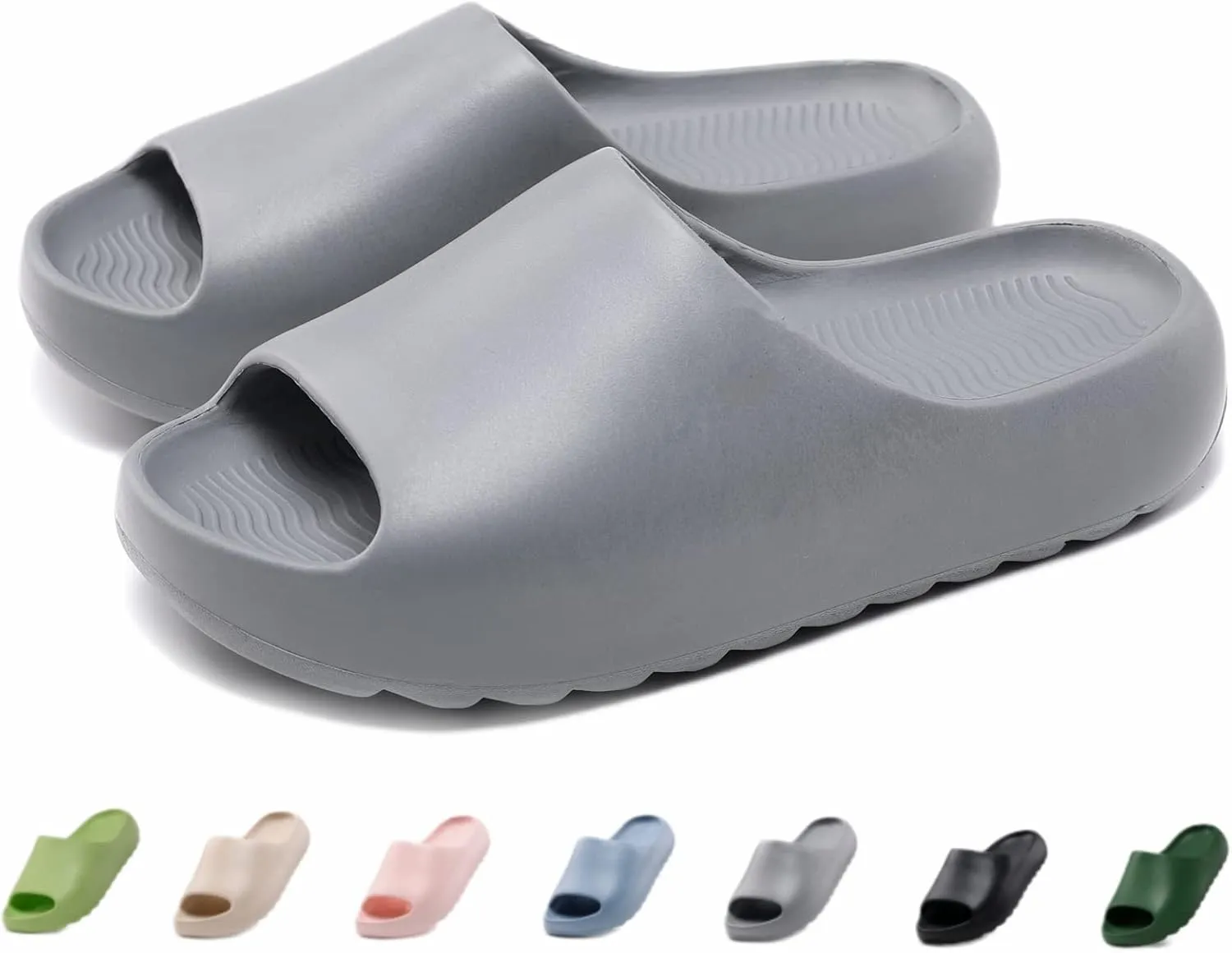 Cloud Slides for Women Men Kids, Pillow Slippers Comfy Non-Slip Soft Waterproof Bathroom Shower Shoes, Cushioned Thick Sole Sandals for Indoor and Outdoor