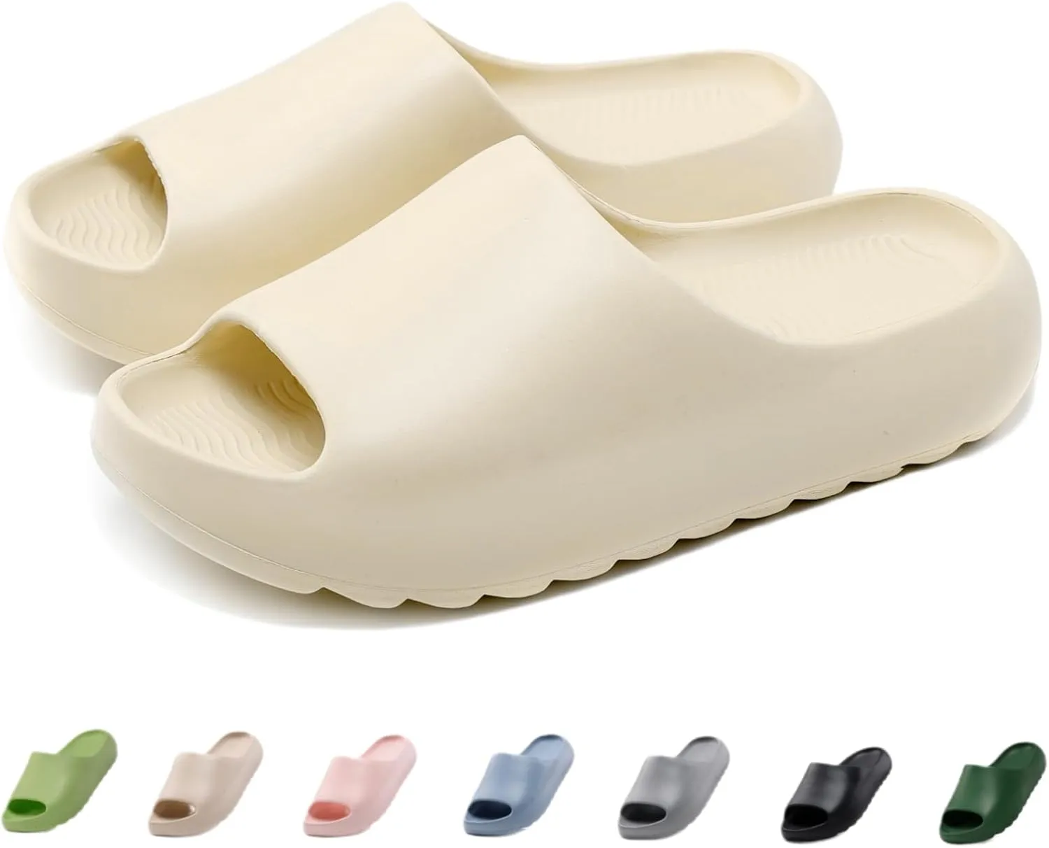 Cloud Slides for Women Men Kids, Pillow Slippers Comfy Non-Slip Soft Waterproof Bathroom Shower Shoes, Cushioned Thick Sole Sandals for Indoor and Outdoor