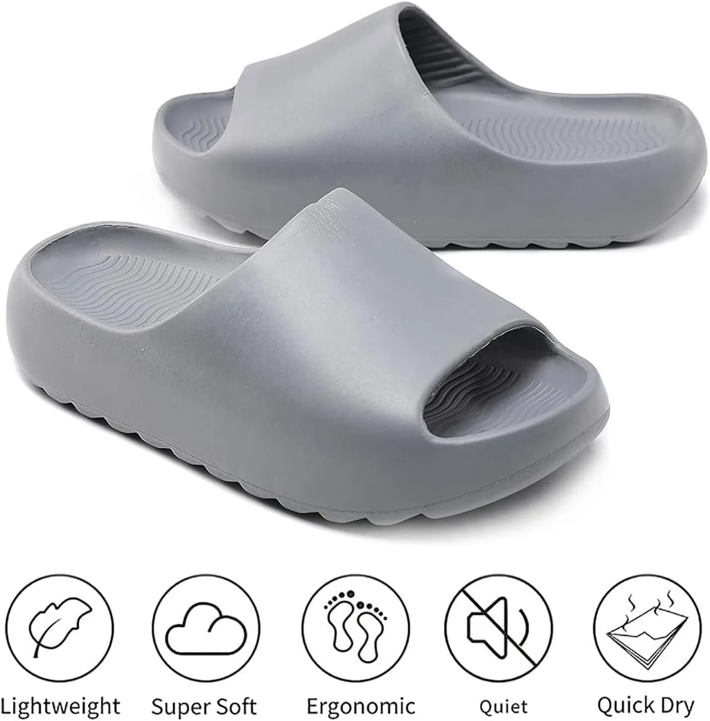 Cloud Slides for Women Men Kids,Unisex EVA Soft Recovery Slides,Thick Sole Open Toe Toddler Boys Girls Beach Slippers Shower Shoes Outdoor&Indoor House Slippers