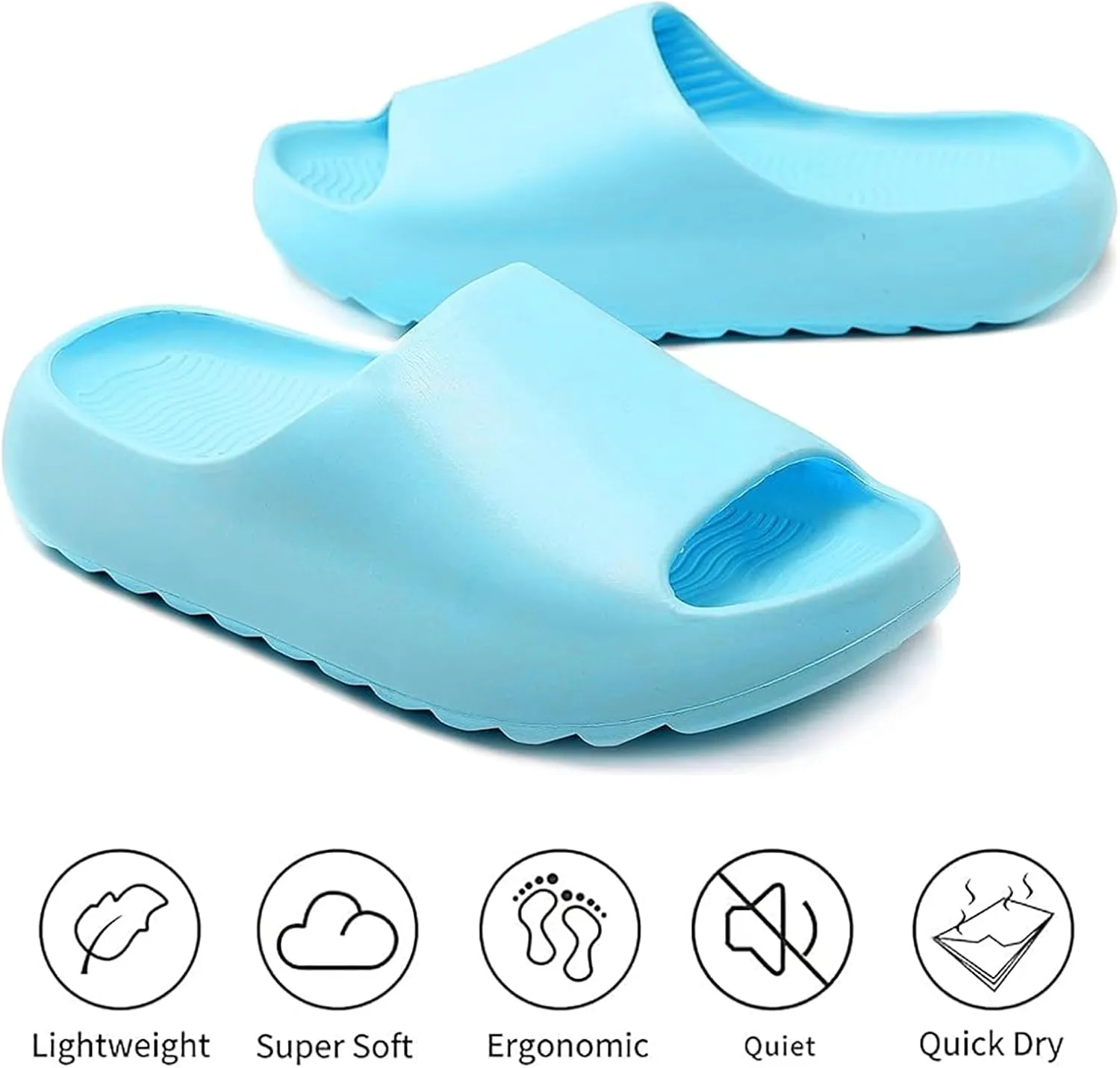 Cloud Slides for Women Men Kids,Unisex EVA Soft Recovery Slides,Thick Sole Open Toe Toddler Boys Girls Beach Slippers Shower Shoes Outdoor&Indoor House Slippers