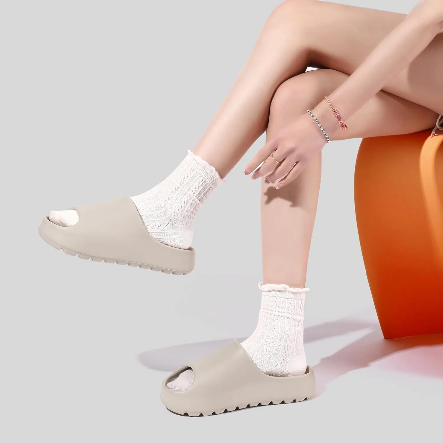 Cloud Slides for Women Men, Recovery Womens Pillow Slides,EVA Anti-Slip shower shoes,Thick Sole Open Toe Garden Shoes,men's sandals,mens slippers for Indoor and Outdoor Size