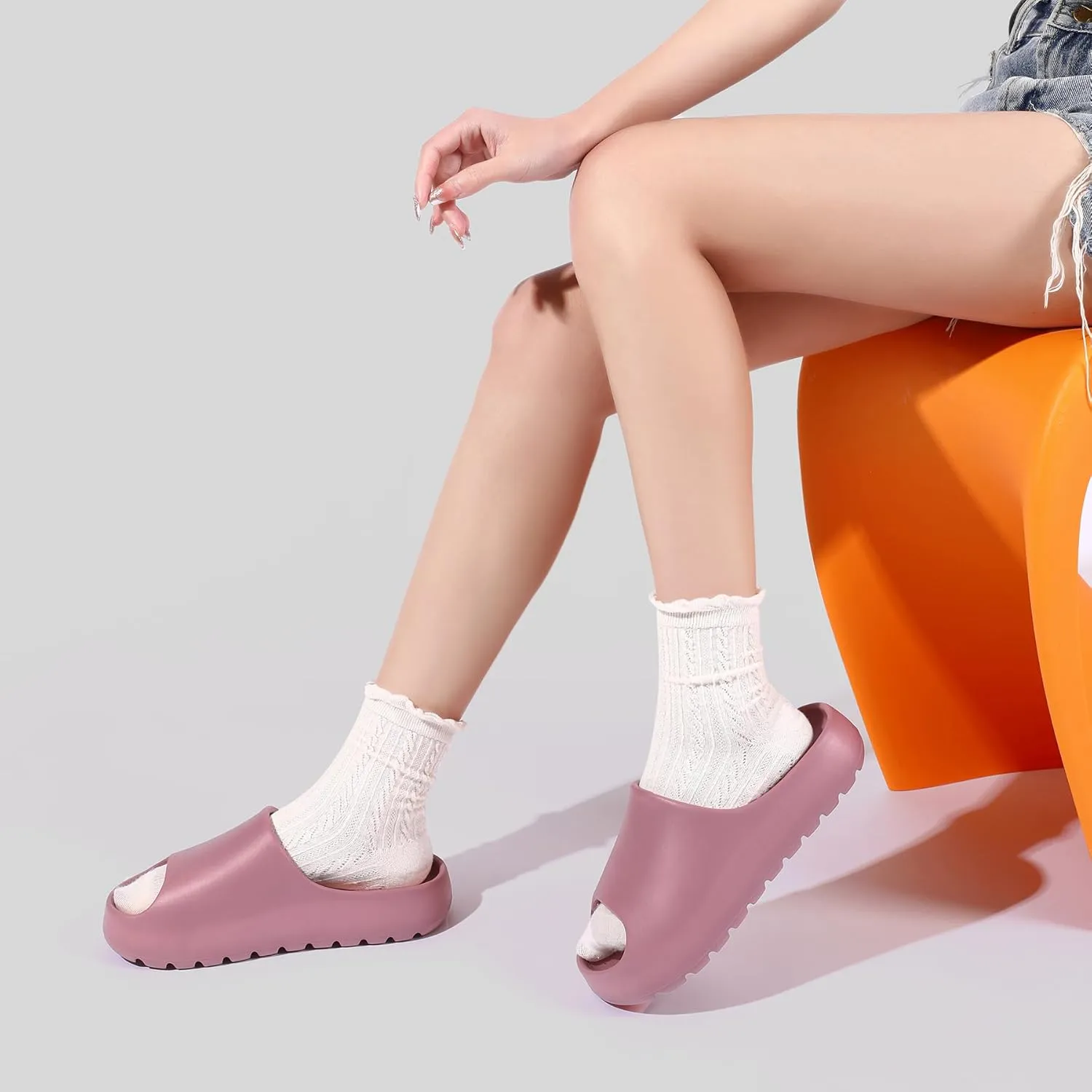 Cloud Slides for Women Men, Recovery Womens Pillow Slides,EVA Anti-Slip shower shoes,Thick Sole Open Toe Garden Shoes,men's sandals,mens slippers for Indoor and Outdoor Size