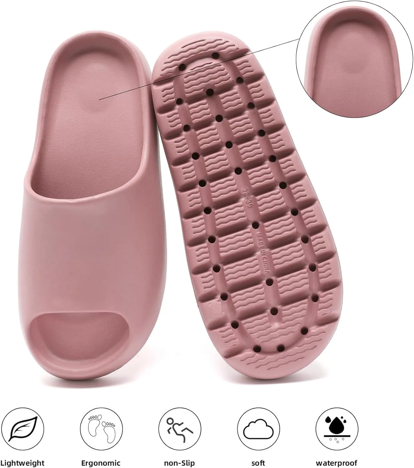 Cloud Slides for Women Men, Recovery Womens Pillow Slides,EVA Anti-Slip shower shoes,Thick Sole Open Toe Garden Shoes,men's sandals,mens slippers for Indoor and Outdoor Size