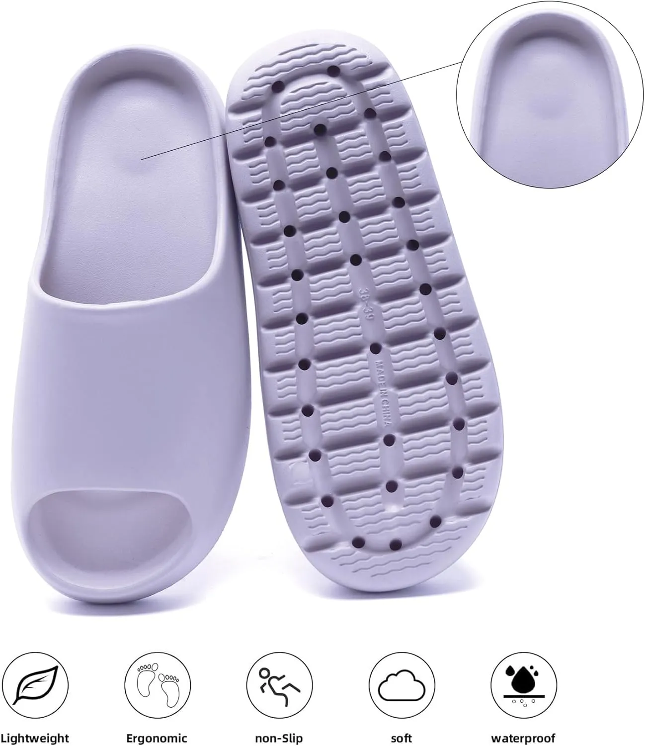 Cloud Slides for Women Men, Recovery Womens Pillow Slides,EVA Anti-Slip shower shoes,Thick Sole Open Toe Garden Shoes,men's sandals,mens slippers for Indoor and Outdoor Size
