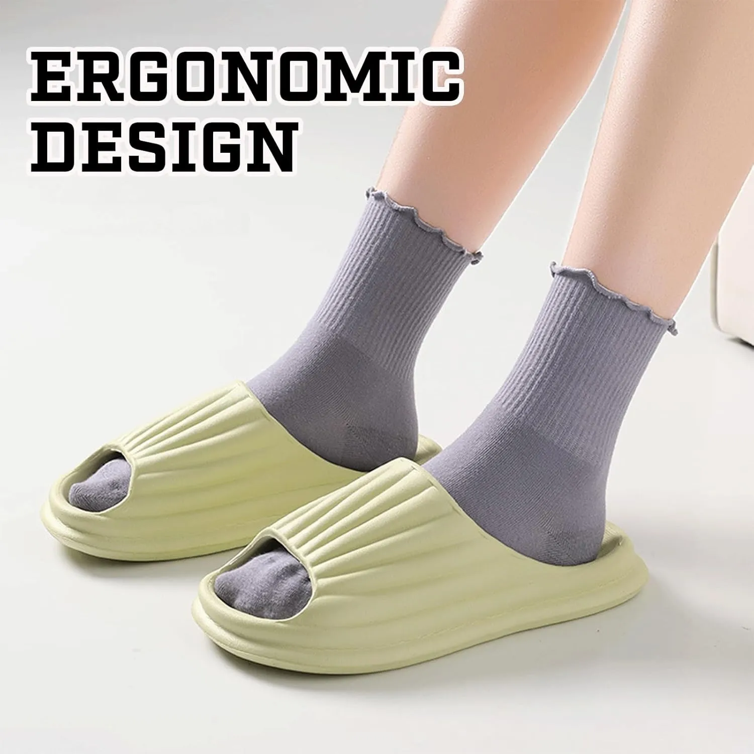 Cloud Slides for Women Men Shell Pillow Slippers Non-Slip Bath Shower Platform Foam Sandals for Indoor Outdoor House
