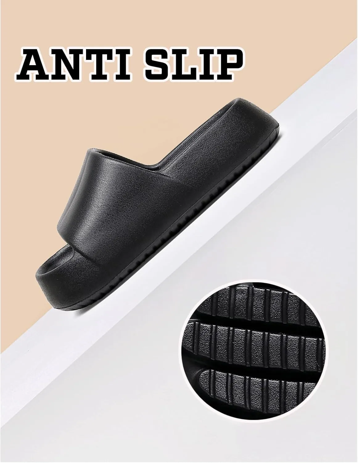 Cloud Slides for Women Men Thick Sole Pillow Slippers Non-Slip Shower Bath Platform Foam Sandals for Indoor Outdoor House