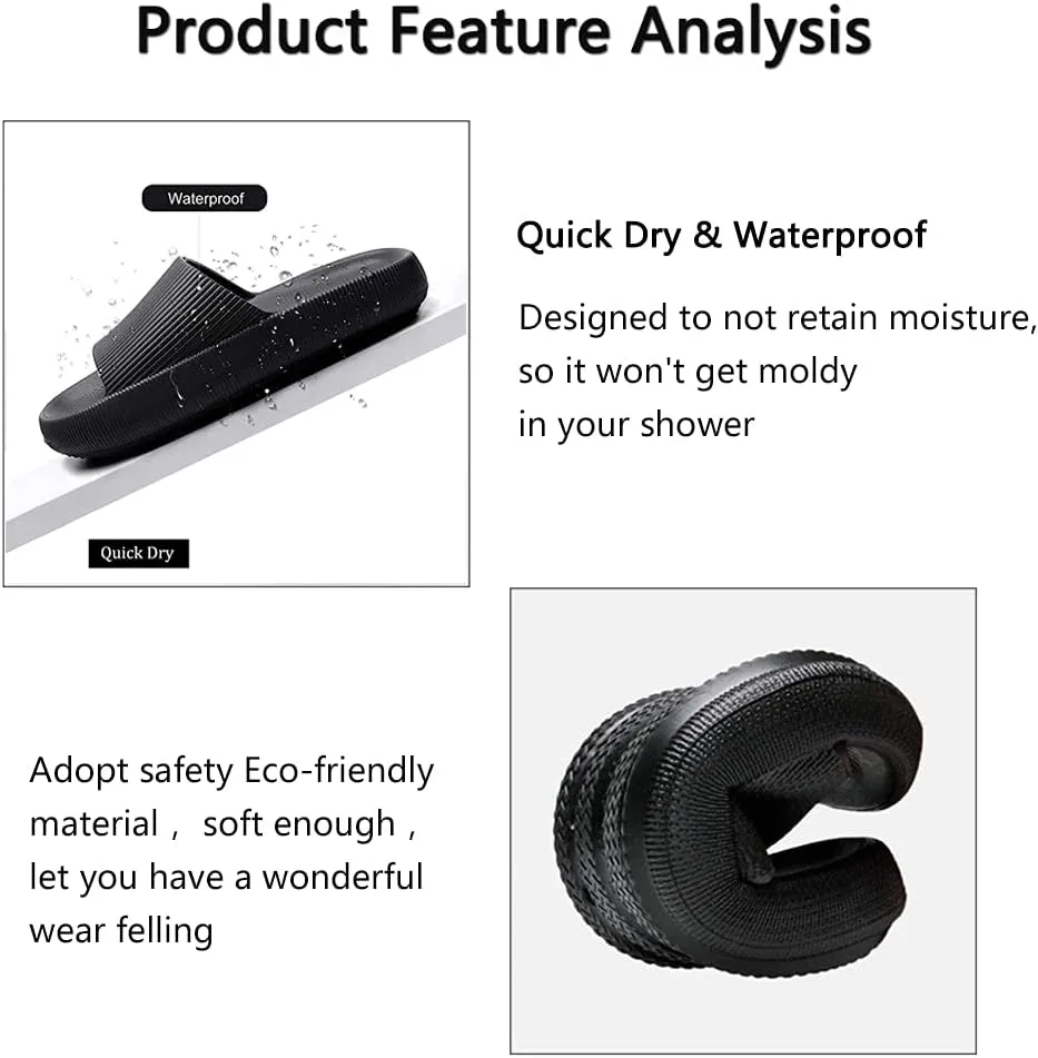 Cloud Slippers for Women and Men Pillow Slippers Non-Slip Shower Slides Bathroom Sandals | Super Comfy | Cushion Thick Sole