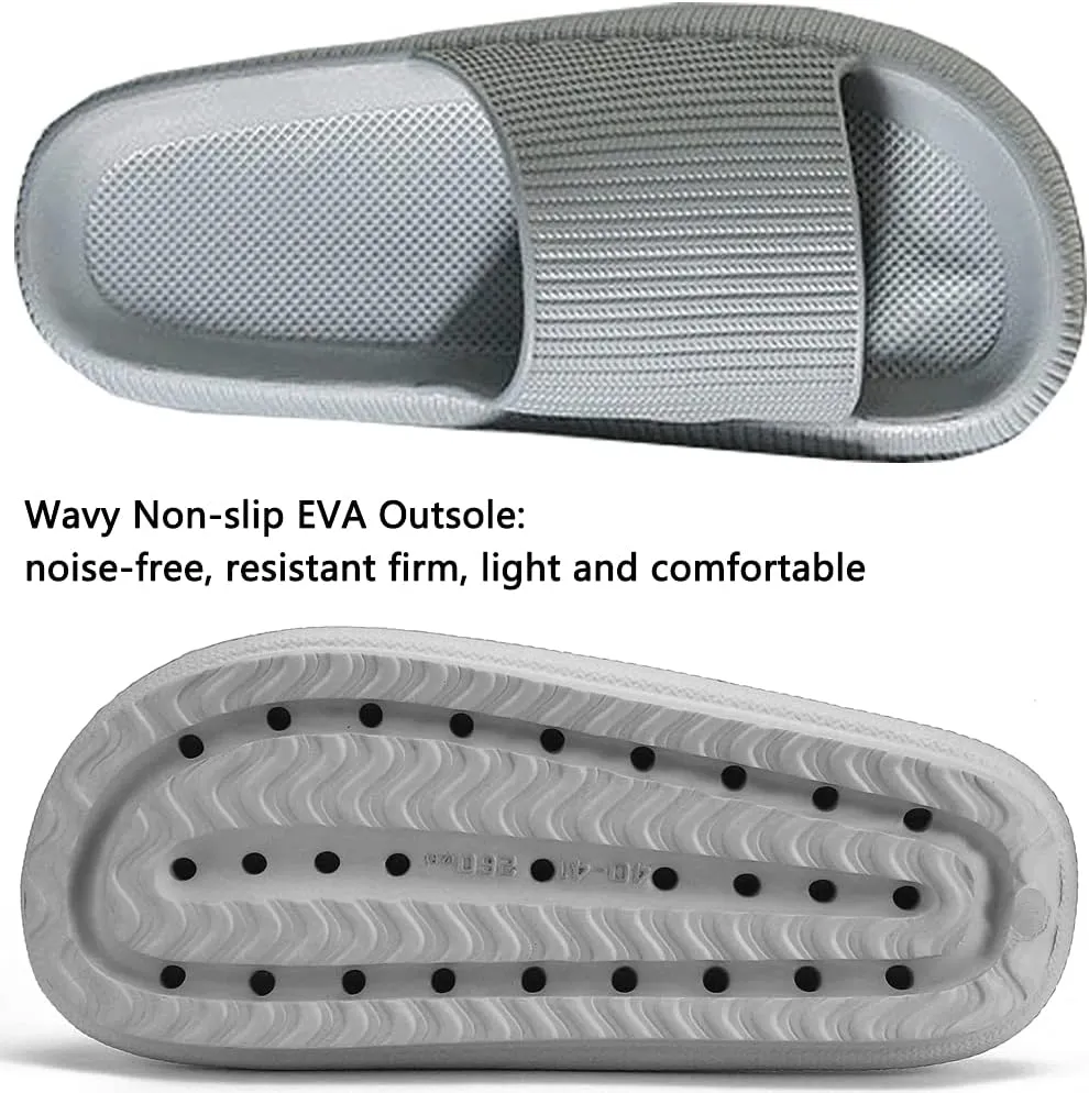 Cloud Slippers for Women and Men Pillow Slippers Non-Slip Shower Slides Bathroom Sandals | Super Comfy | Cushion Thick Sole