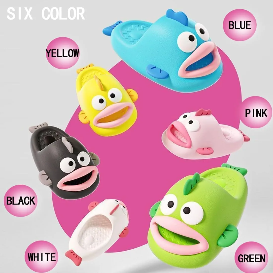 Clown Fish Slides Tongue Kiss Slippers for Adult Women Men Animals House Slippers Summer Open Toe Slide Sandals Fish Flops Cloud Shoes for Beach Shower Pool