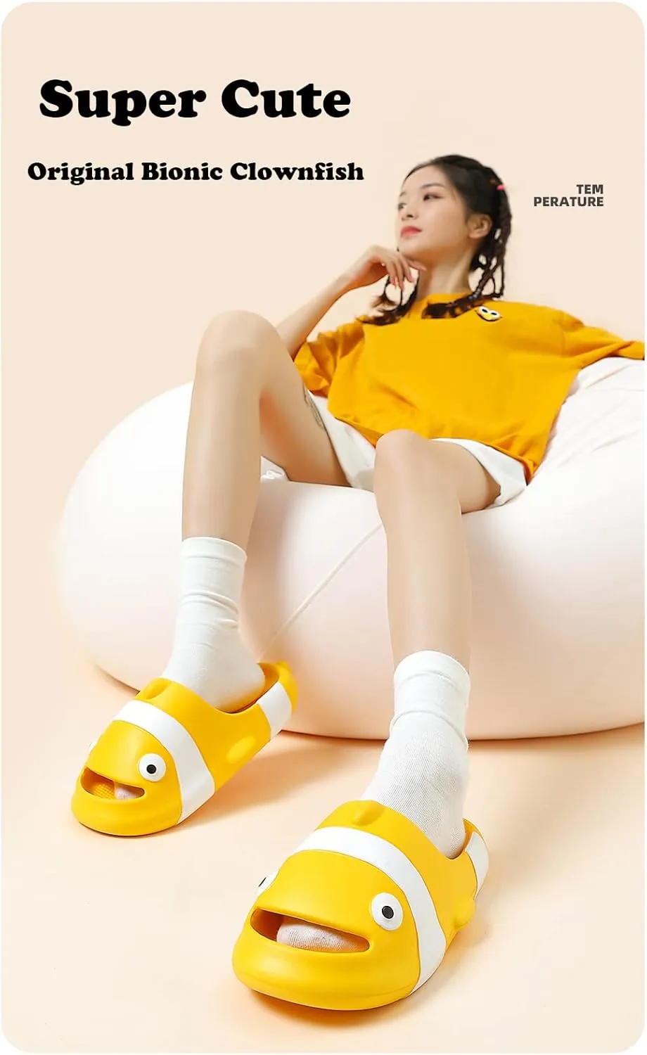 Clownfish Slides for Women Men Cloudy Cloudy Clownfish Slippers Novelty Open Toe Slide Sandals Unisex Beach Shoes