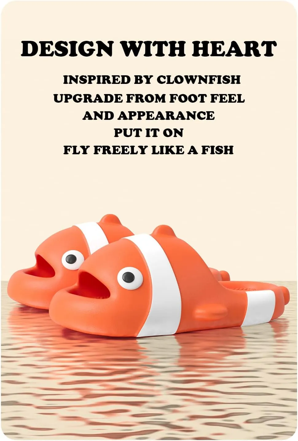 Clownfish Slides for Women Men Cloudy Cloudy Clownfish Slippers Novelty Open Toe Slide Sandals Unisex Beach Shoes