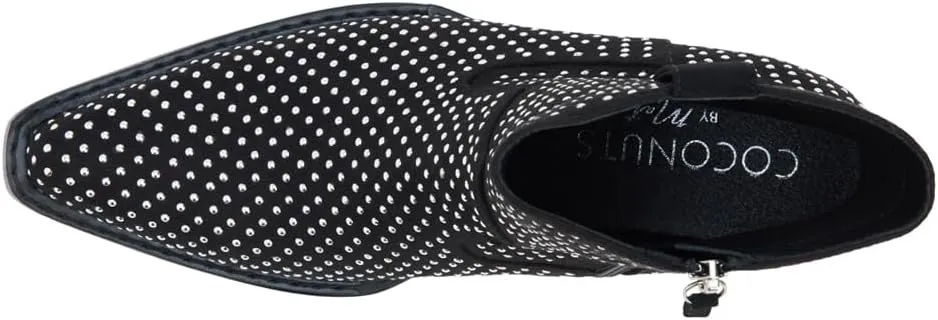 Coconuts by Matisse Womens Calistoga Studded Pointed Toe Zippered Casual Boots Ankle Mid Heel 2-3" - Black