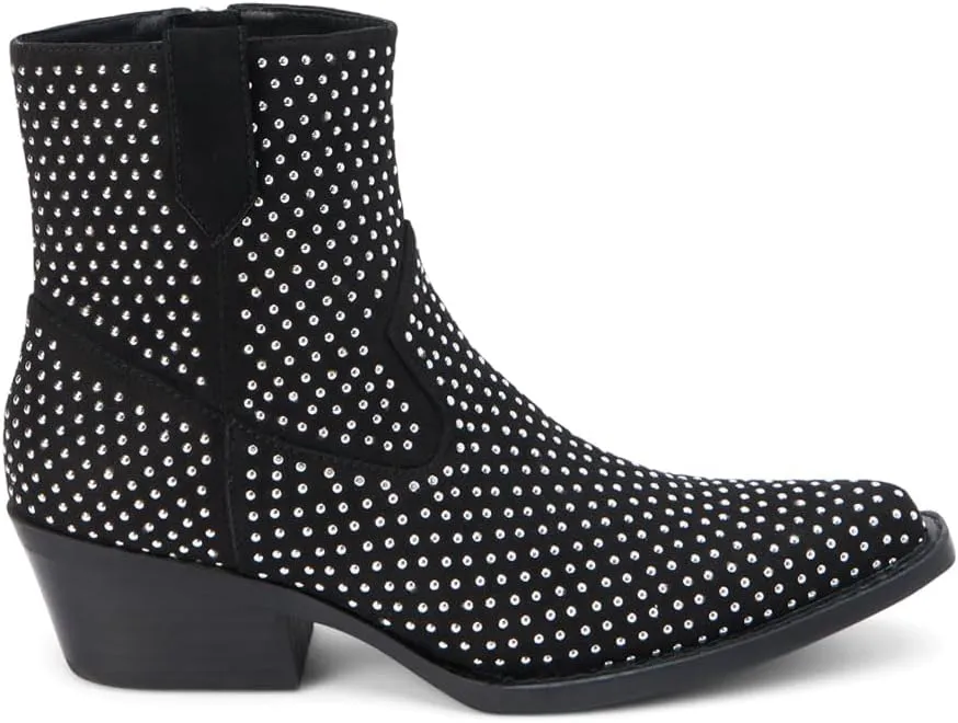 Coconuts by Matisse Womens Calistoga Studded Pointed Toe Zippered Casual Boots Ankle Mid Heel 2-3" - Black
