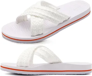 COFACE Womens Orthopedic Sandals Comfortable Orthotic Soft Cushion Recovery Plantar Fasciitis Walking Slip On Ladies Cloud Cross Slides for Woman Size 5-11