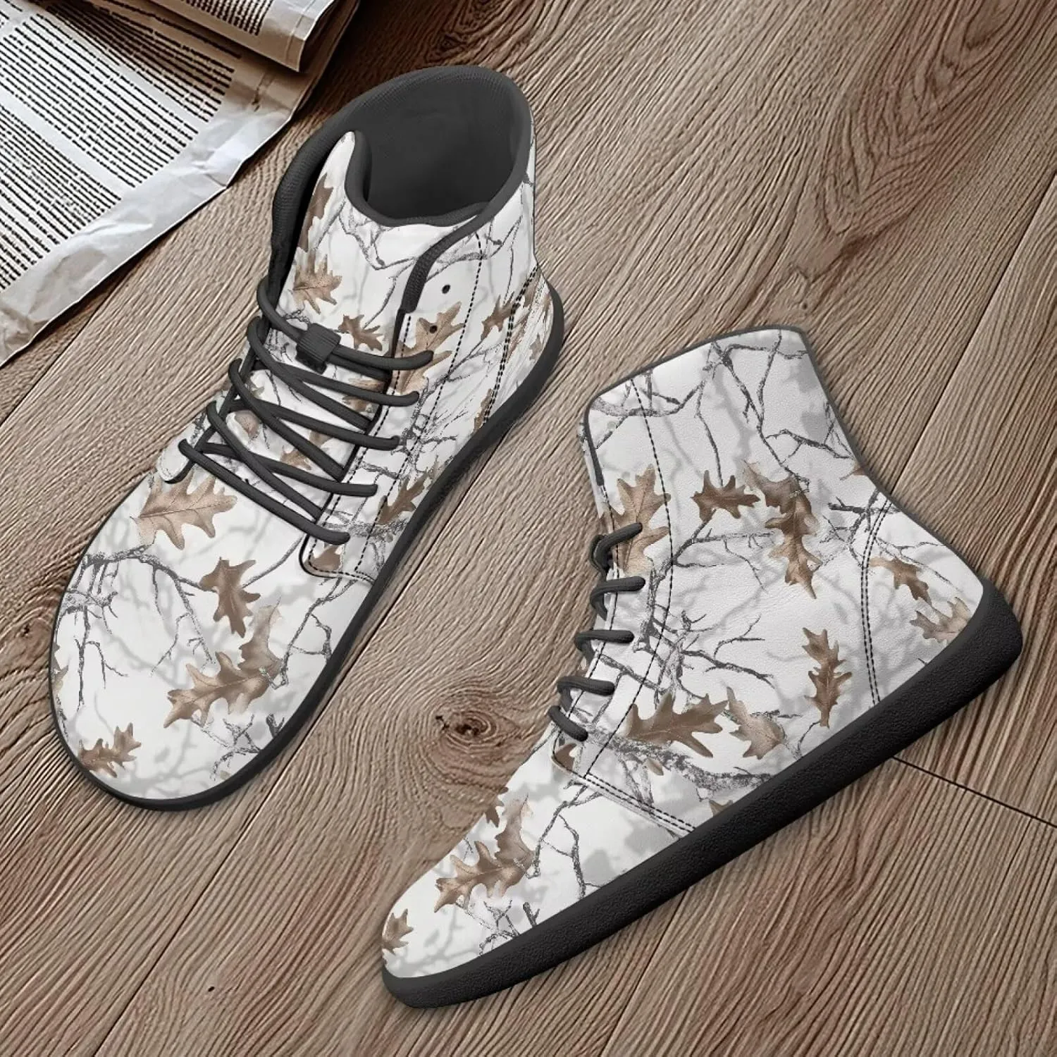 Coloranimal Women's High Top Barefoot Shoes Fashion Sneakers Wide Toe Box Shoes for Women Fashion Walking Shoes Lace Up Shoes Black Sole
