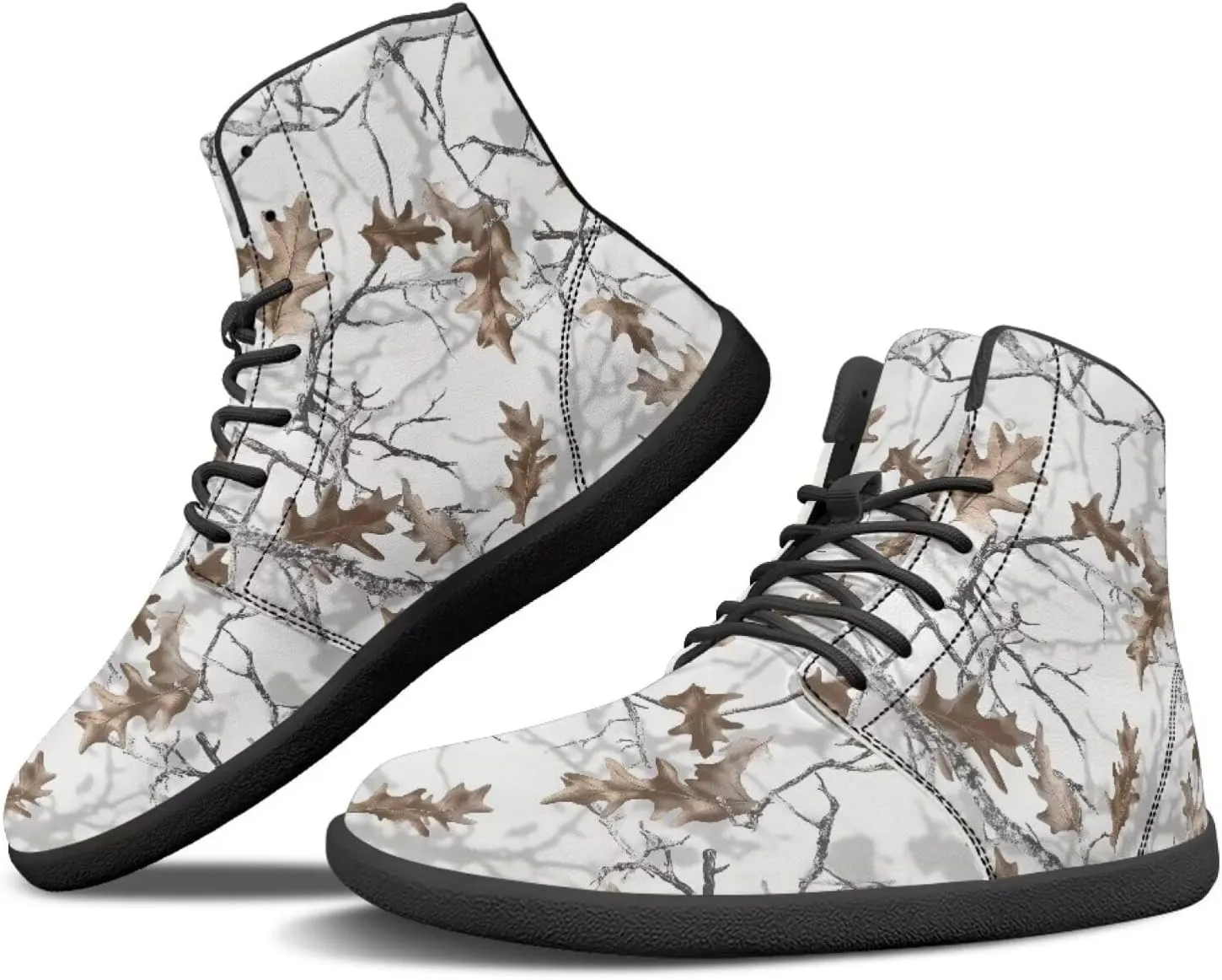 Coloranimal Women's High Top Barefoot Shoes Fashion Sneakers Wide Toe Box Shoes for Women Fashion Walking Shoes Lace Up Shoes Black Sole