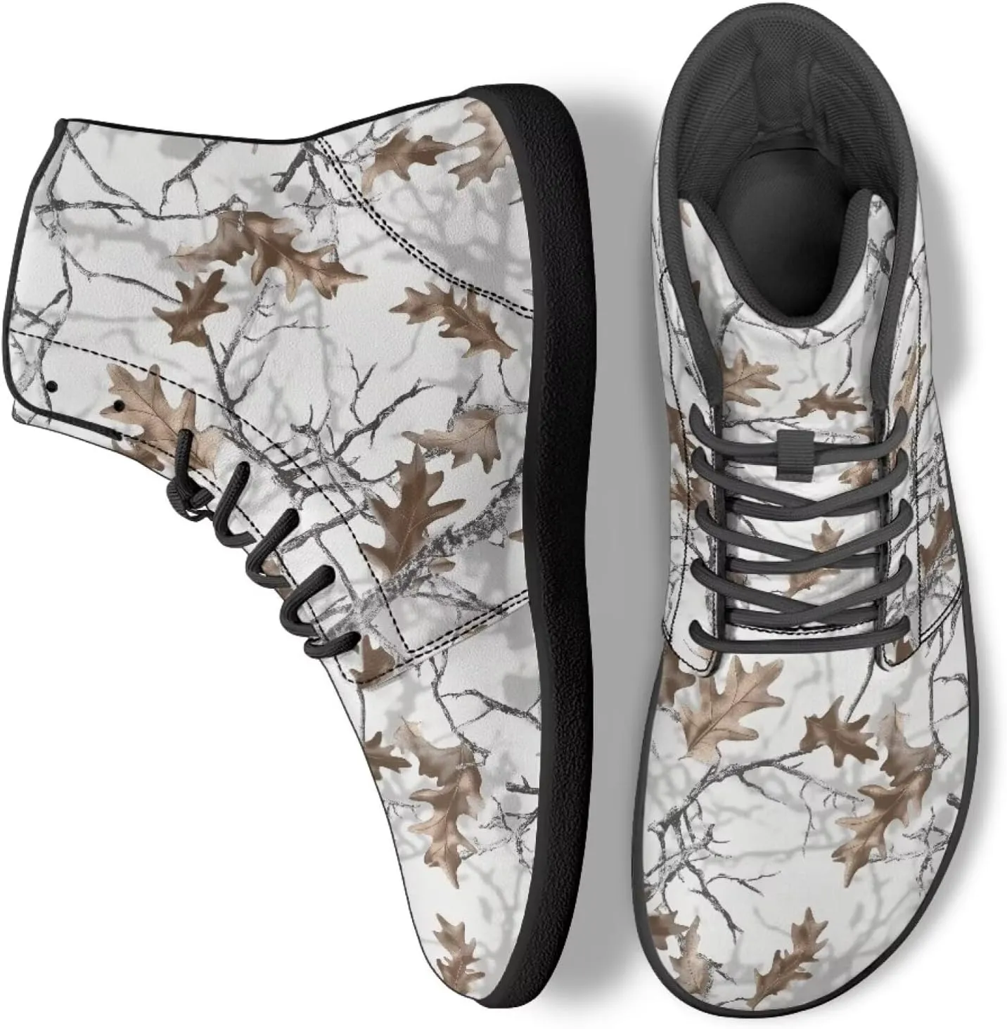 Coloranimal Women's High Top Barefoot Shoes Fashion Sneakers Wide Toe Box Shoes for Women Fashion Walking Shoes Lace Up Shoes Black Sole