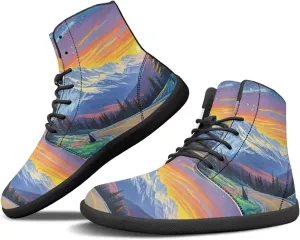 Coloranimal Women's High Top Barefoot Shoes Fashion Sneakers Wide Toe Box Shoes for Women Fashion Walking Shoes Lace Up Shoes Black Sole
