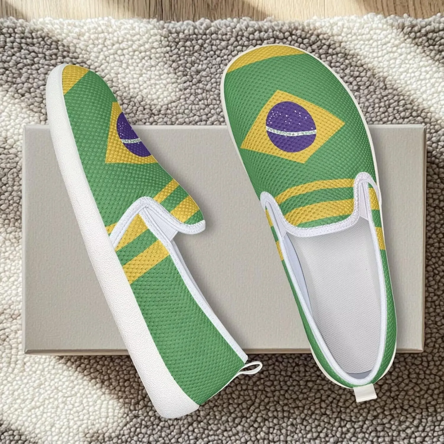 Comfy Womens Flats Shoes Flag Print Casual Shoes for Women Slip On Shoes
