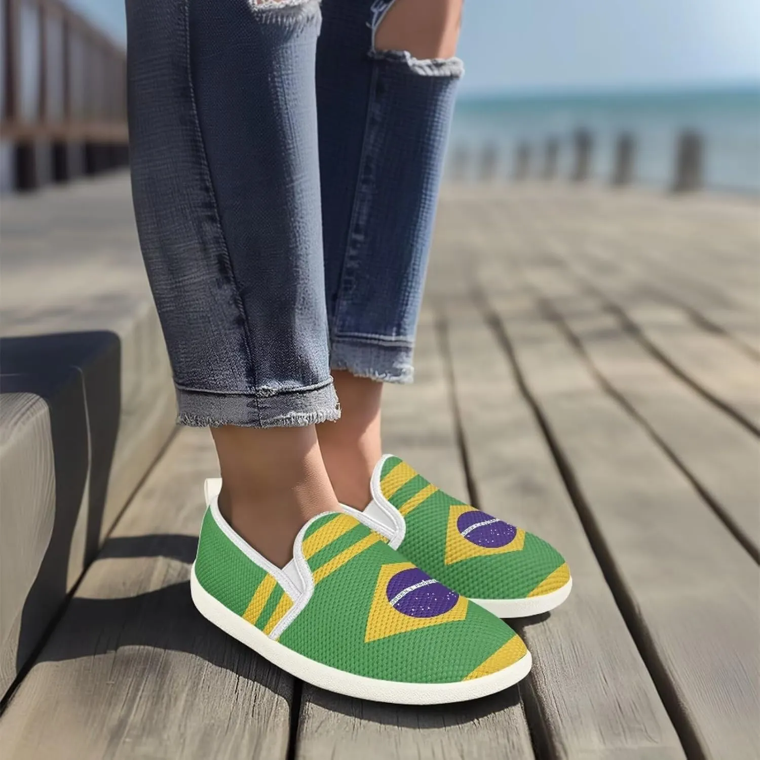 Comfy Womens Flats Shoes Flag Print Casual Shoes for Women Slip On Shoes