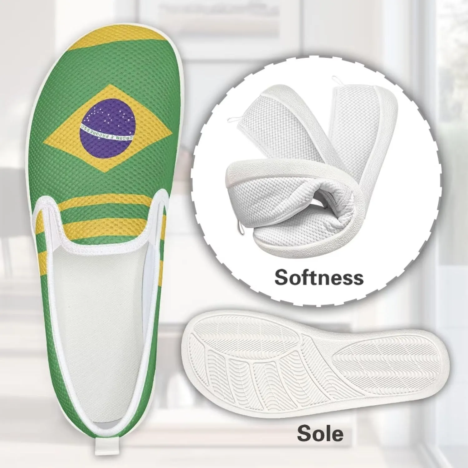 Comfy Womens Flats Shoes Flag Print Casual Shoes for Women Slip On Shoes