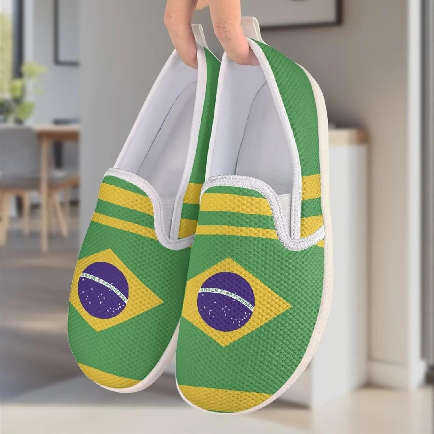 Comfy Womens Flats Shoes Flag Print Casual Shoes for Women Slip On Shoes