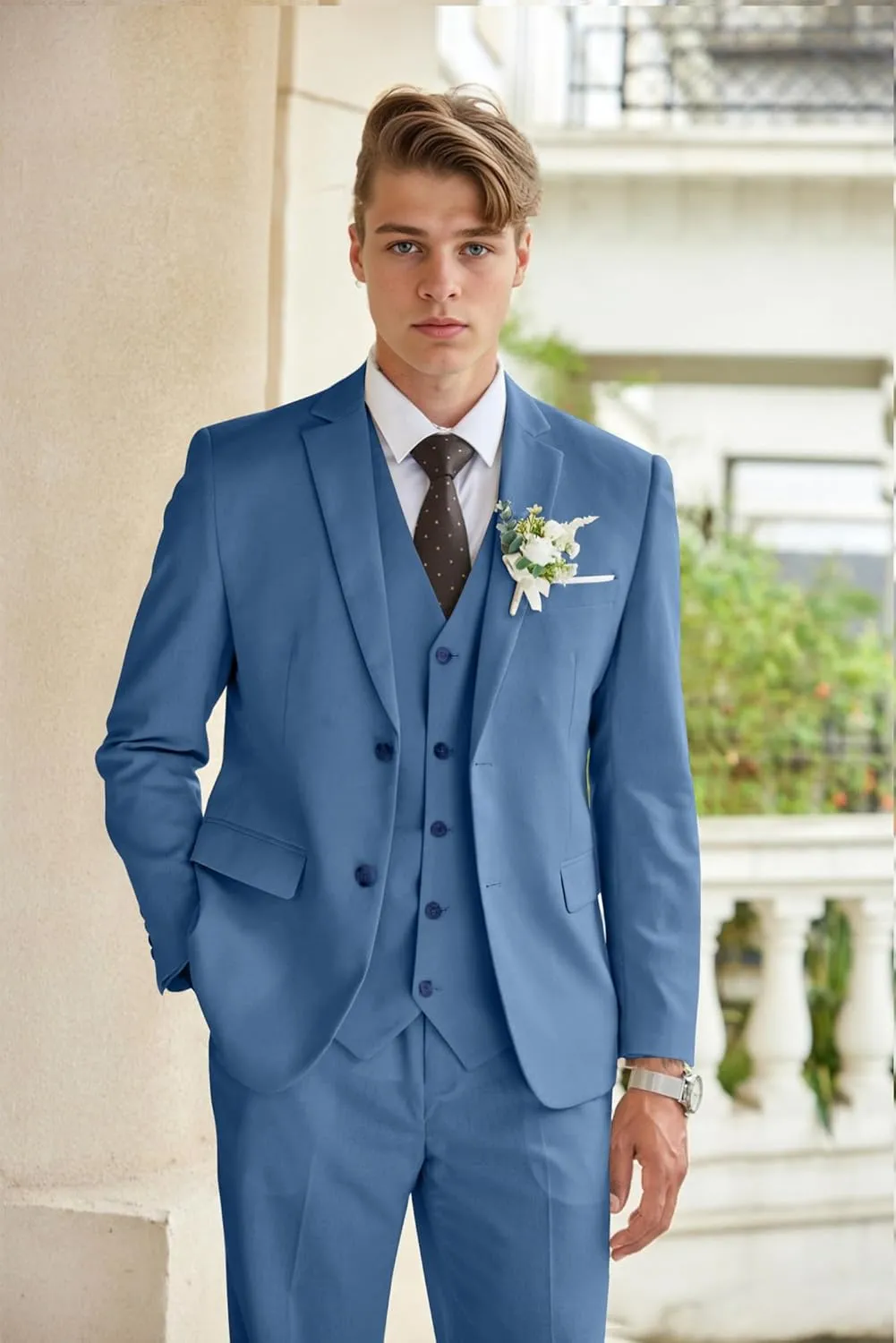 COOFANDY Men's 3 Piece Linen Suits Casual Lightweight Blazer Jackets Vest Pants Set for Wedding Business Prom