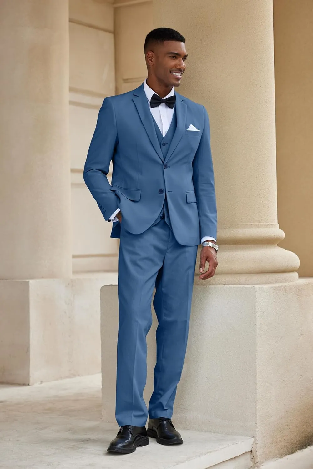 COOFANDY Men's 3 Piece Linen Suits Casual Lightweight Blazer Jackets Vest Pants Set for Wedding Business Prom