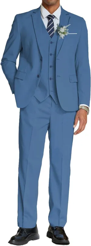COOFANDY Men's 3 Piece Linen Suits Casual Lightweight Blazer Jackets Vest Pants Set for Wedding Business Prom