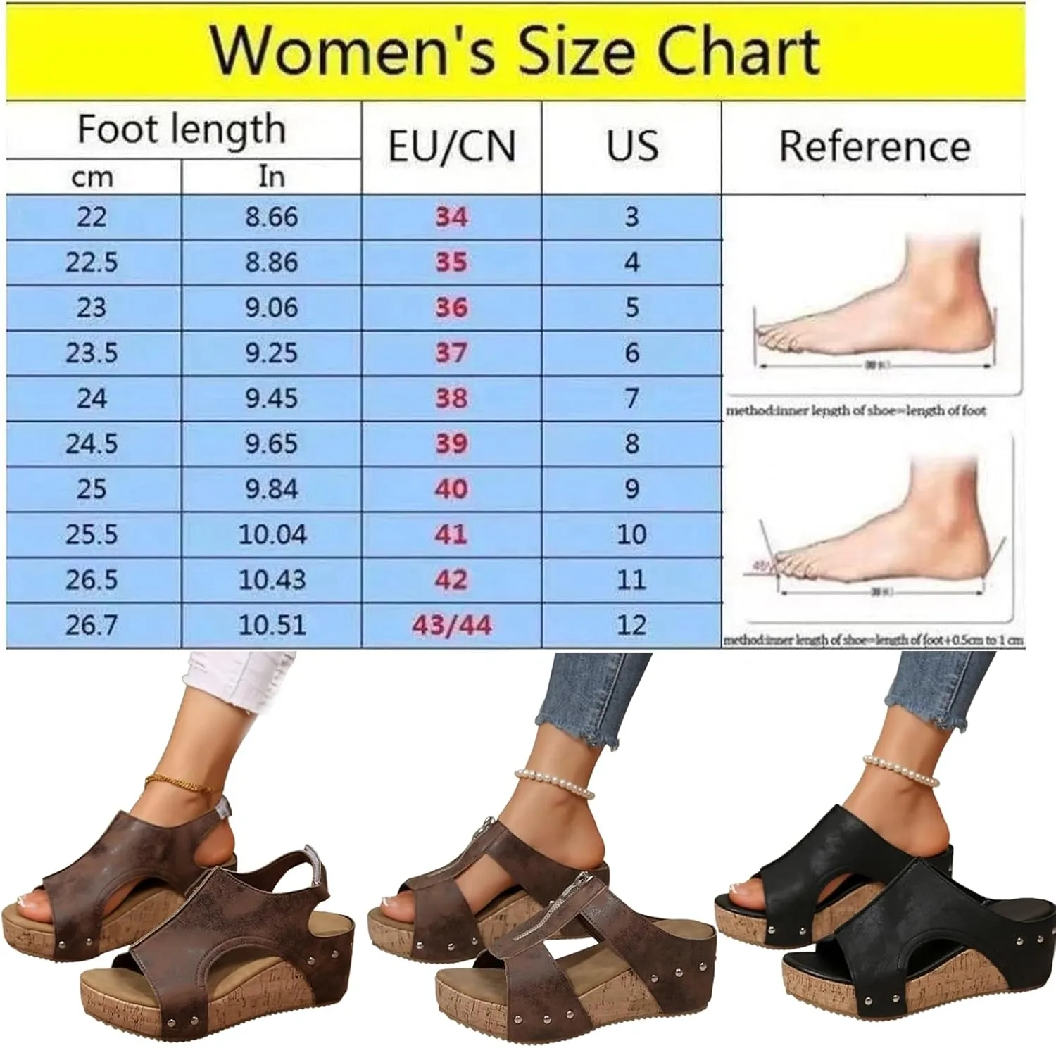 Cork Wedges & Platform Slides, Women's Thick Sole Comfy Leather Wedge Non-slip Slides, Summer Sandals Cork Sandals