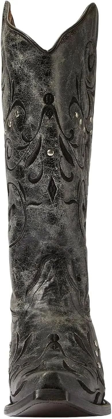 Corral Boots Women's Embroidery & Studs Western Boots | Snip Toe 13" Shaft Cowhide Leather Mid-Calf Cowboy Boots for Women