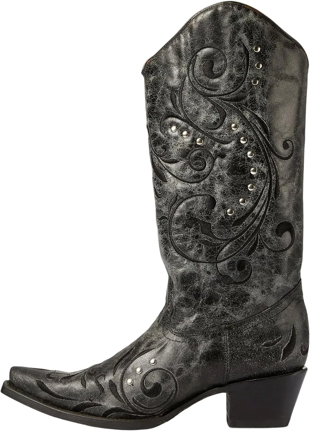 Corral Boots Women's Embroidery & Studs Western Boots | Snip Toe 13" Shaft Cowhide Leather Mid-Calf Cowboy Boots for Women