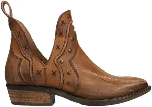 Corral Boots Womens Studded Woven Pointed Toe Casual Boots Ankle Low Heel 1-2" - Brown