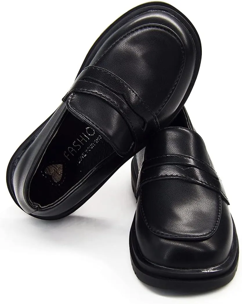 COSANKIM Toddler Boys Girls Dress Shoes PU Leather Lace Up Wedding School Uniform Loafer Flats Boys Dress Shoes