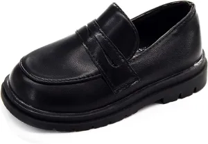 COSANKIM Toddler Boys Girls Dress Shoes PU Leather Lace Up Wedding School Uniform Loafer Flats Boys Dress Shoes