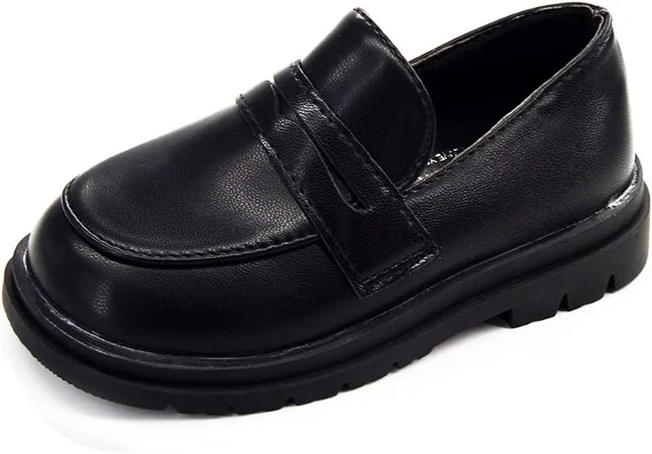 COSANKIM Toddler Boys Girls Dress Shoes PU Leather Lace Up Wedding School Uniform Loafer Flats Boys Dress Shoes