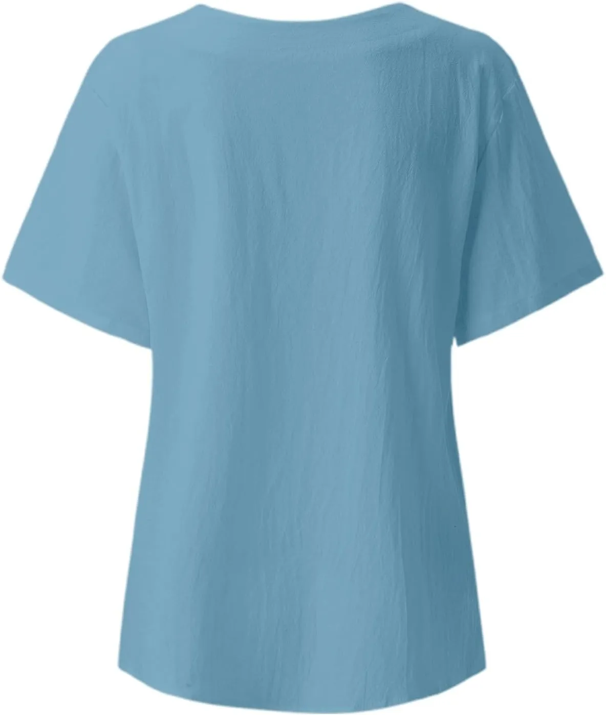 Cotton Tops for Women 2025 Summer Cotton Linen Shirts Scoop Neck Pleated Blouse Solid Color Cute Button Tunic Shirt