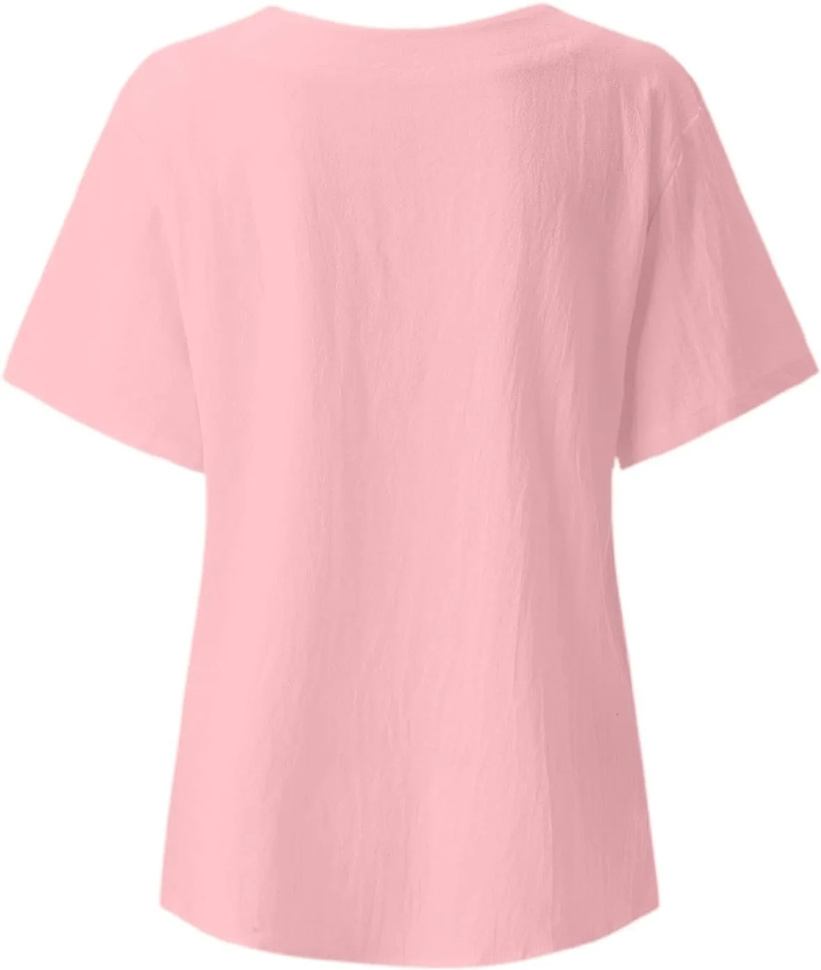 Cotton Tops for Women 2025 Summer Cotton Linen Shirts Scoop Neck Pleated Blouse Solid Color Cute Button Tunic Shirt