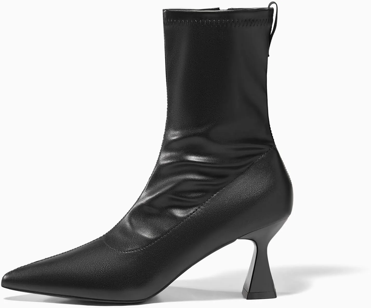 Coutgo Womens Ankle Boots Pointed Toe Low Kitten Heel Side Zipper Office Dress Fall Booties Shoes