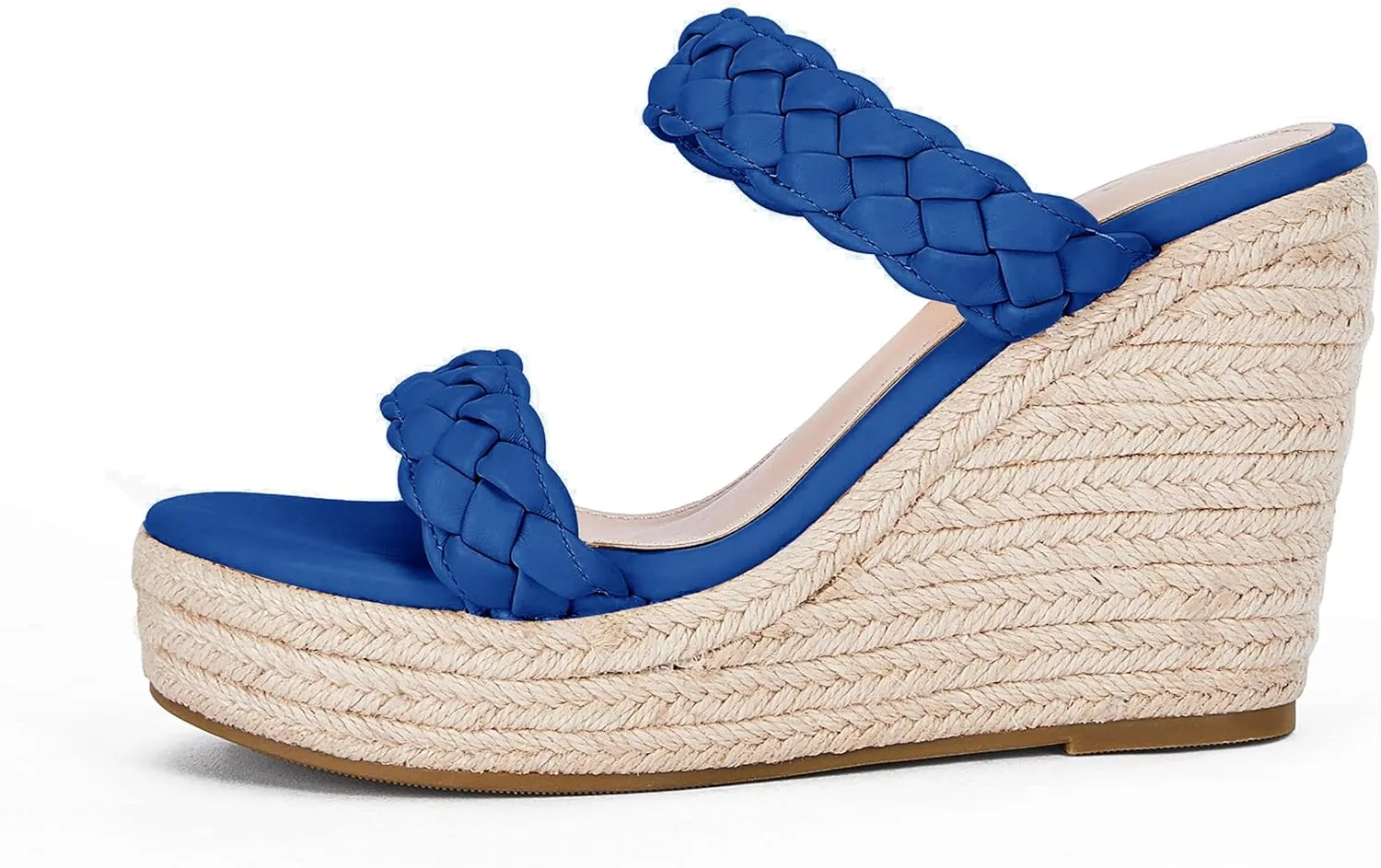 Coutgo Womens Wedge Platform Sandals Espadrilles Two Strap Woven Slip On Summer Cute Slide Sandals