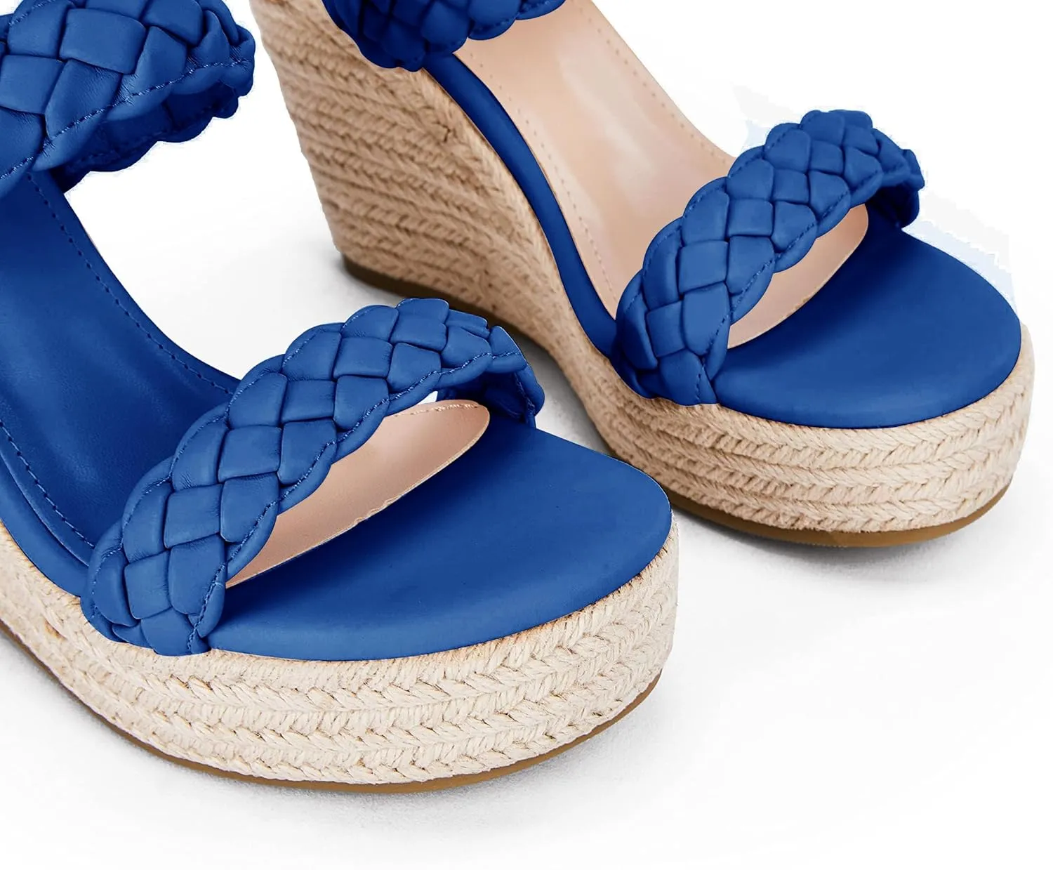 Coutgo Womens Wedge Platform Sandals Espadrilles Two Strap Woven Slip On Summer Cute Slide Sandals