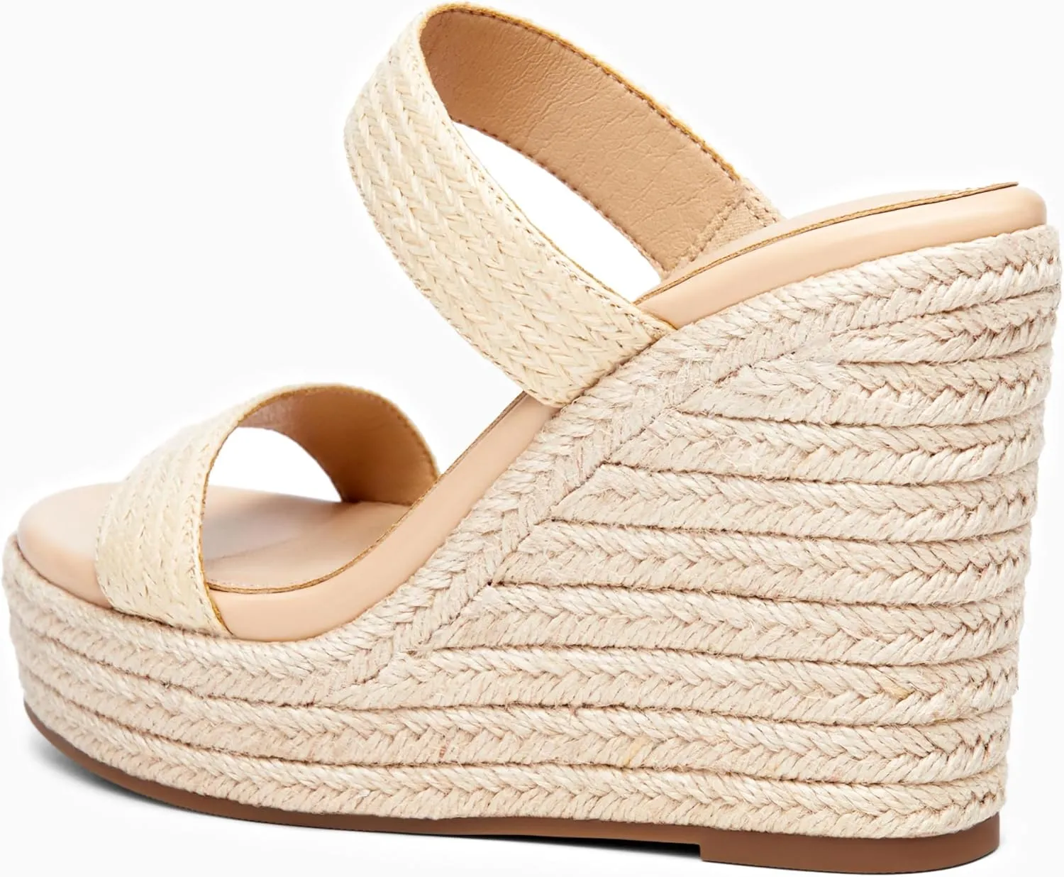 Coutgo Womens Wedge Platform Sandals Espadrilles Two Strap Woven Slip On Summer Cute Slide Sandals