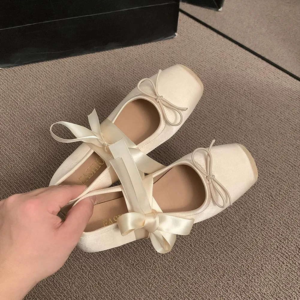 COVOYYAR Women Lace Up Ankle Strap Ballet Flats Shoes Floral Dressy Flats
