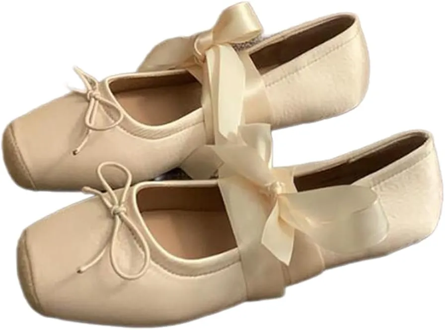 COVOYYAR Women Lace Up Ankle Strap Ballet Flats Shoes Floral Dressy Flats