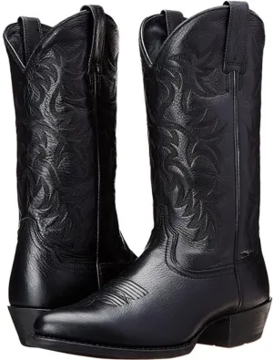 Cowboy Boots for Men Lightweight Western Country Boots Modern Traditional Embroidered Boots Men Mid Calf Western Cowboy Motorcycle Boots Leather Shoes Wide Calf Pull On Western Work Combat Boots