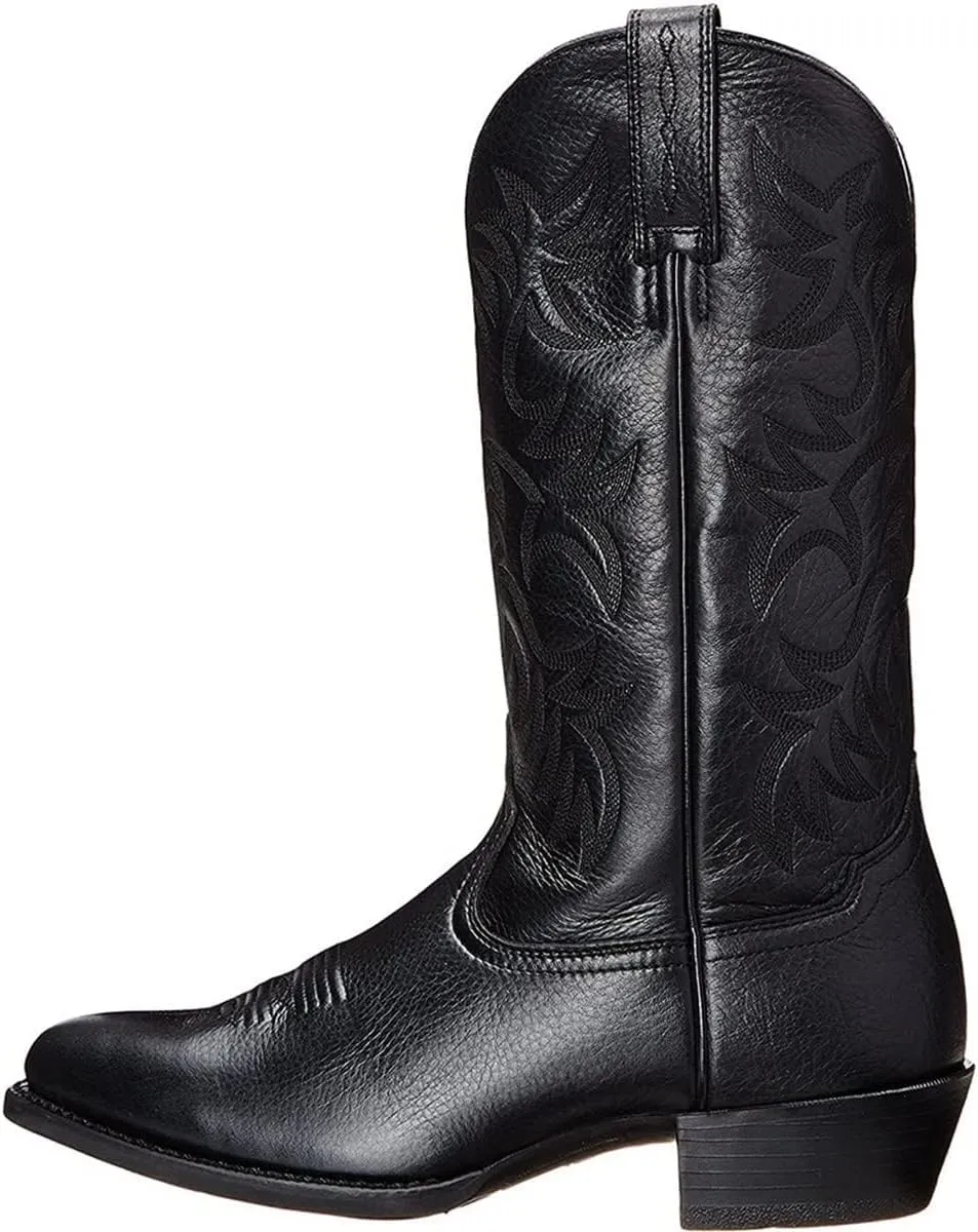 Cowboy Boots for Men Lightweight Western Country Boots Modern Traditional Embroidered Boots Men Mid Calf Western Cowboy Motorcycle Boots Leather Shoes Wide Calf Pull On Western Work Combat Boots
