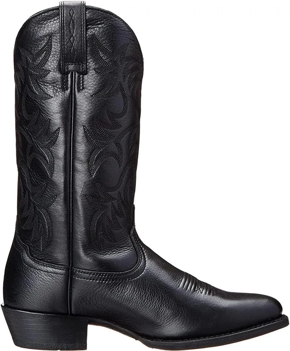 Cowboy Boots for Men Lightweight Western Country Boots Modern Traditional Embroidered Boots Men Mid Calf Western Cowboy Motorcycle Boots Leather Shoes Wide Calf Pull On Western Work Combat Boots