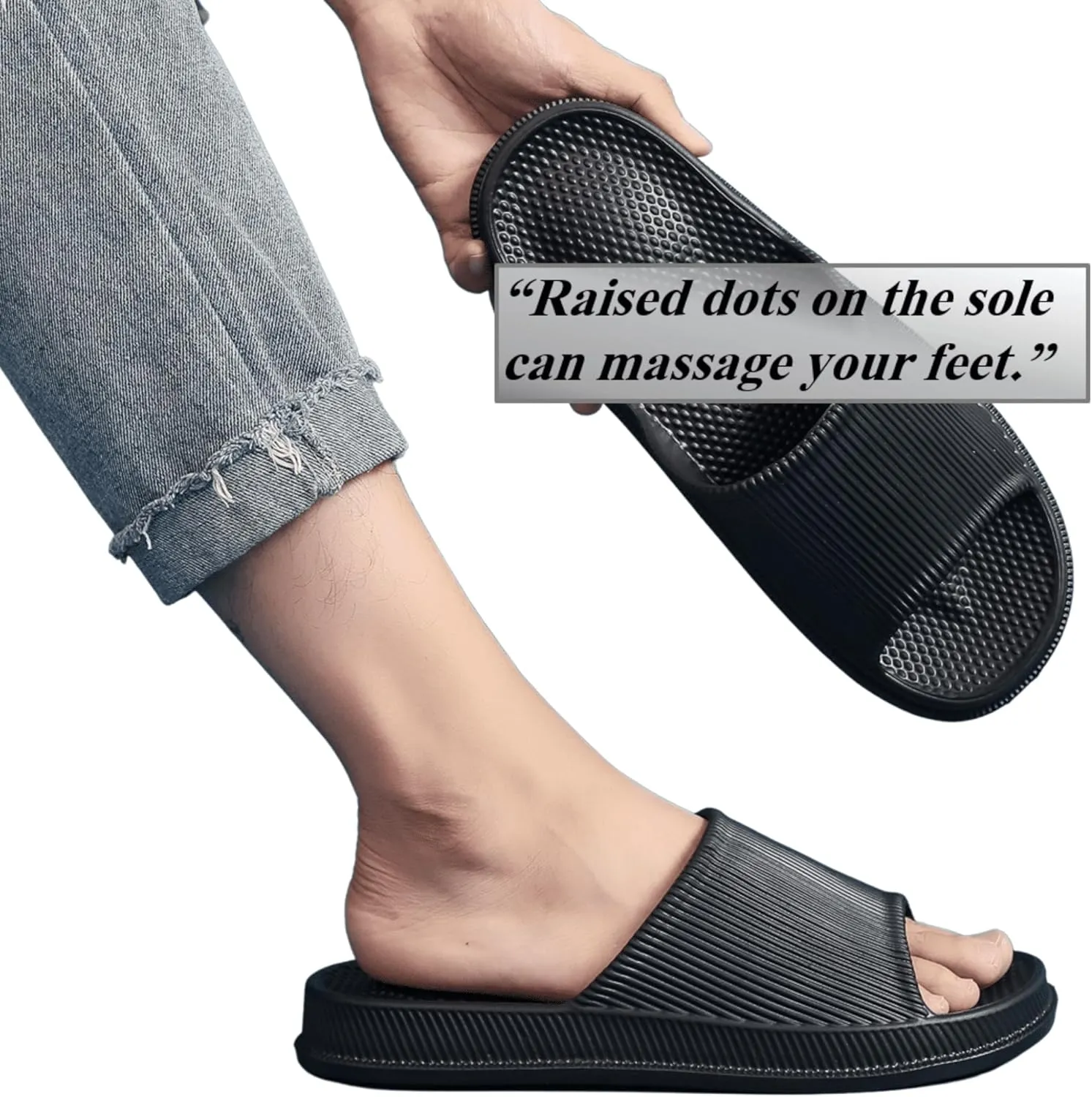 Crazy Lady Cloud Slippers for Women and Men Indoor & Outdoor Pillow Slippers Non Slip Quick Drying Shower Slides Bathroom Sandals Light Weight EVA Platform Environmental Friendly Casual Shoes